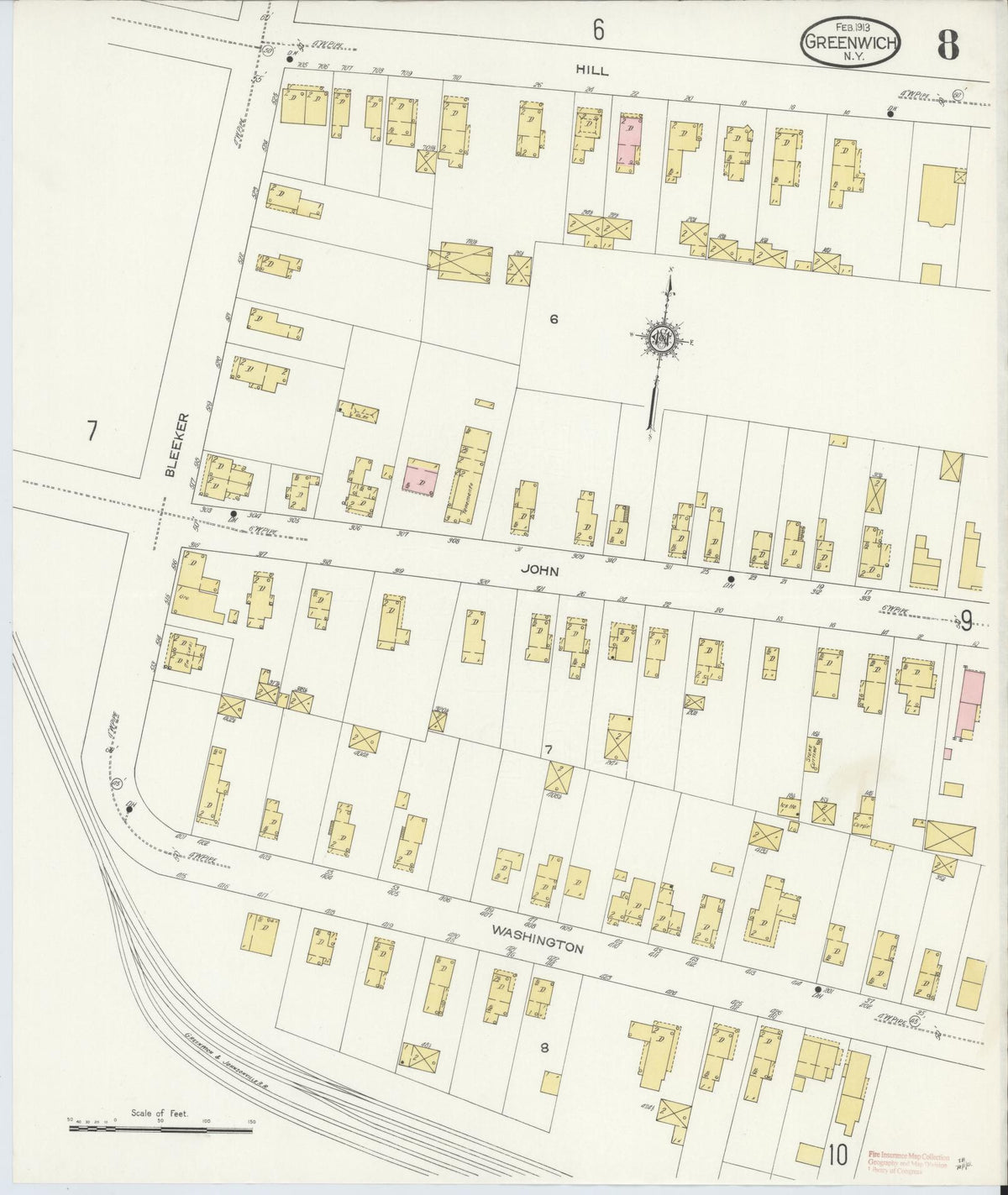 Sanborn Fire Insurance Map from Greenwich, Washington County, New York (1913), Sheet #0008 - Complete Map Set gallery image, historic Sanborn map, vintage wall art, New York New York