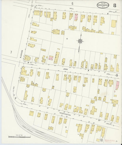Sanborn Fire Insurance Map from Greenwich, Washington County, New York (1913), Sheet #0008 - Complete Map Set gallery image, historic Sanborn map, vintage wall art, New York New York