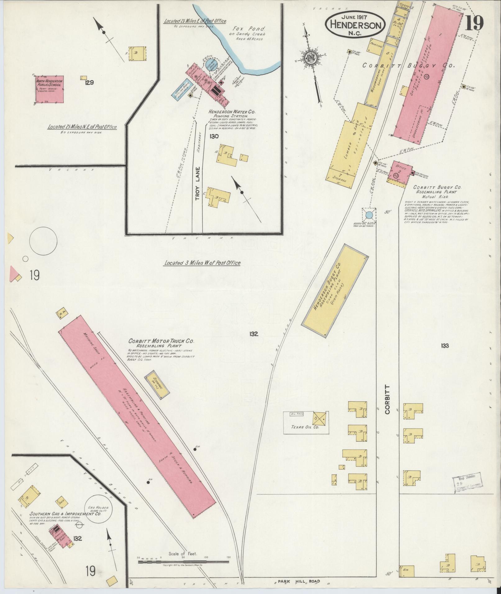 Sanborn Fire Insurance Map from Henderson, Vance County, North Carolina (1917), Sheet #0019 - Historic Sanborn Fire Insurance Map Print, vintage old map wall art, antique decor, genealogy gift, North Carolina North Carolina map