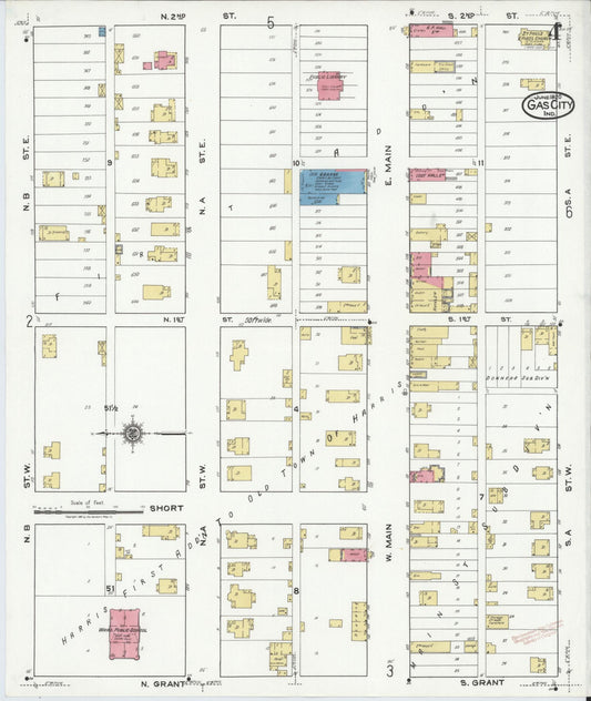 Sanborn Fire Insurance Map from Gas City, Grant County, Indiana (1920), Sheet #0004 - Historic Sanborn Fire Insurance Map Print, vintage old map wall art, antique decor, genealogy gift, Indiana Indiana map