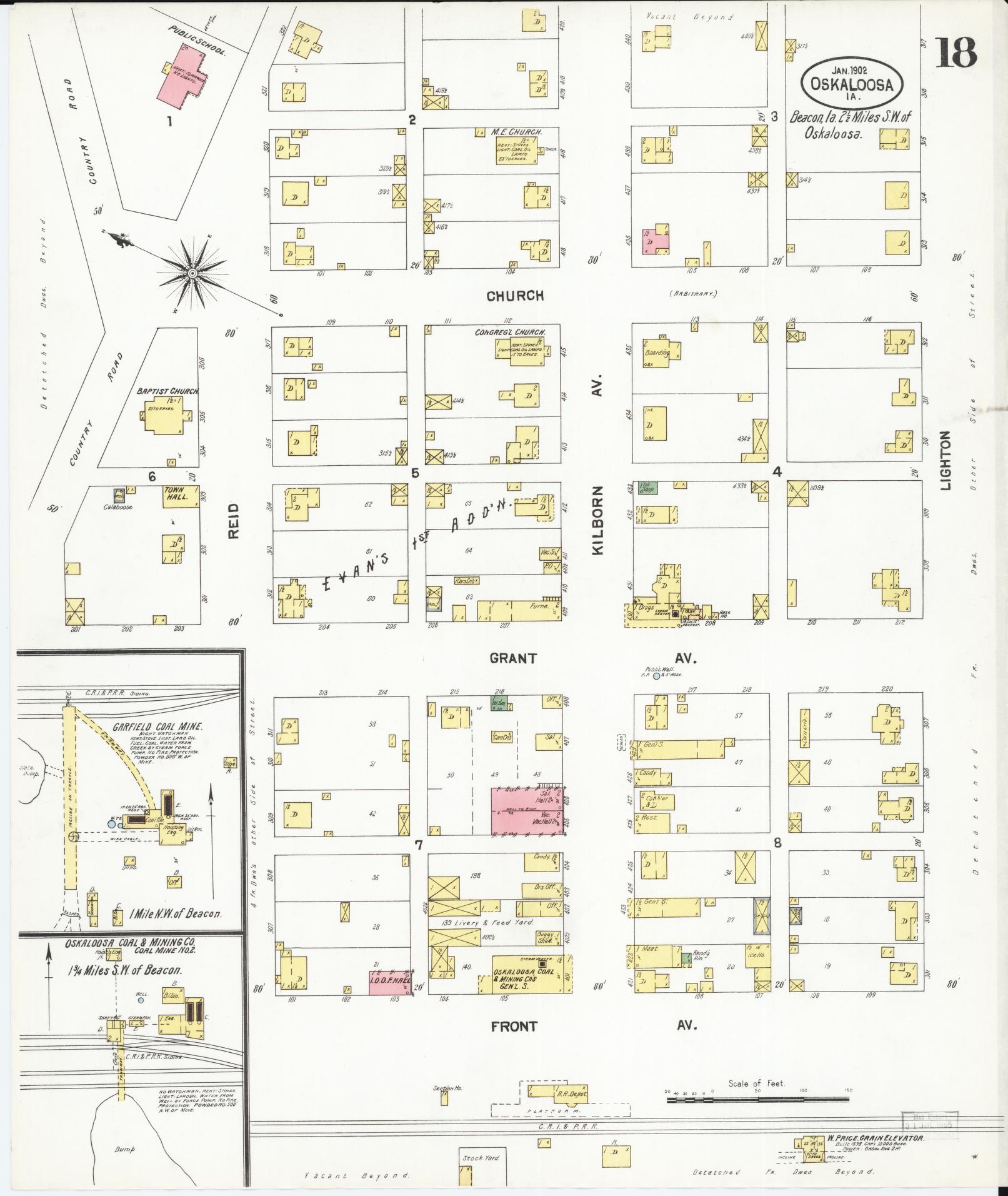 Sanborn Fire Insurance Map from Oskaloosa, Mahaska County, Iowa (1902), Sheet #0018 - Historic Sanborn Fire Insurance Map Print