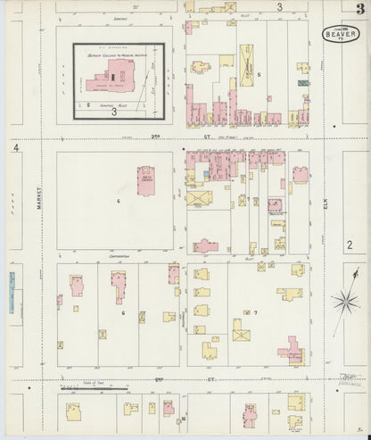 Sanborn Fire Insurance Map from Beaver, Beaver County, Pennsylvania (1896), Sheet #0003 - Complete Map Set gallery image, historic Sanborn map, vintage wall art, Pennsylvania Pennsylvania