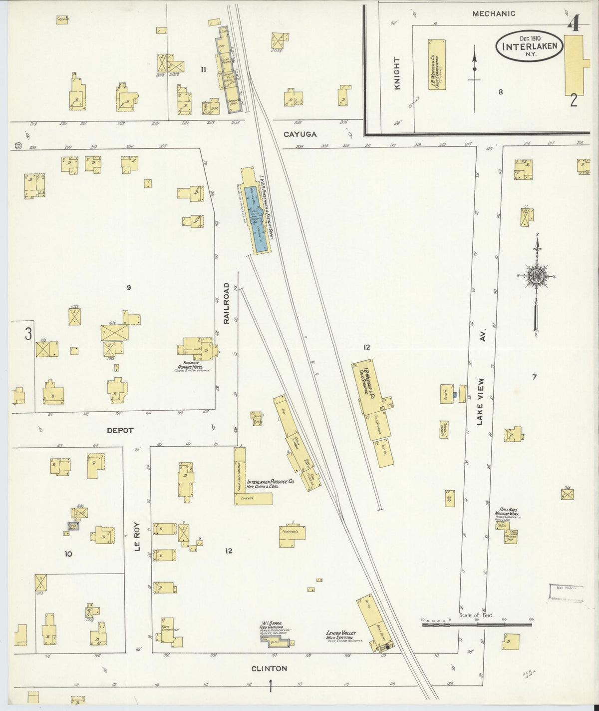 Sanborn Fire Insurance Map from Interlaken, Seneca County, New York (1910), Sheet #0004 - Historic Sanborn Fire Insurance Map Print, vintage old map wall art, antique decor, genealogy gift, New York New York map