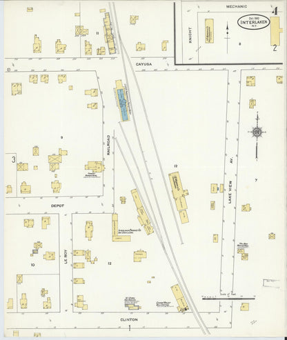 Sanborn Fire Insurance Map from Interlaken, Seneca County, New York (1910), Sheet #0004 - Historic Sanborn Fire Insurance Map Print, vintage old map wall art, antique decor, genealogy gift, New York New York map