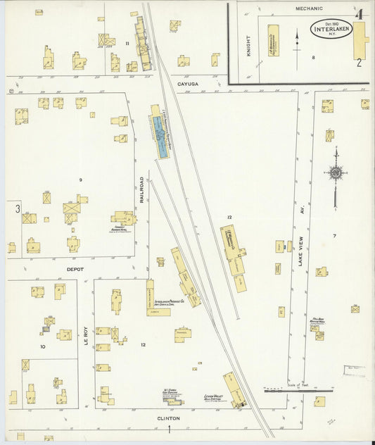 Sanborn Fire Insurance Map from Interlaken, Seneca County, New York (1910), Sheet #0004 - Historic Sanborn Fire Insurance Map Print, vintage old map wall art, antique decor, genealogy gift, New York New York map