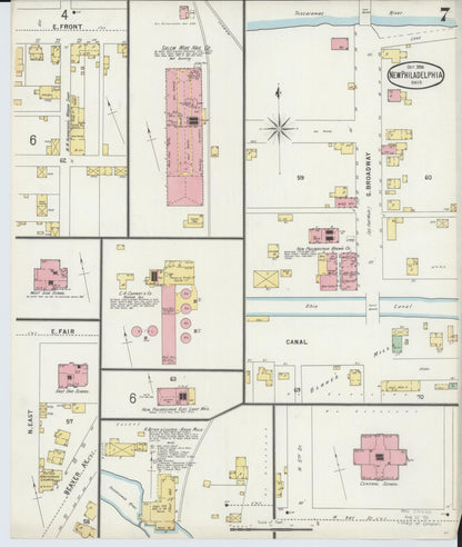 Sanborn Fire Insurance Map from New Philadelphia, Tuscarawas County, Ohio (1896), Sheet #0007 - Historic Sanborn Fire Insurance Map Print, vintage old map wall art, antique decor, genealogy gift, Ohio Ohio map