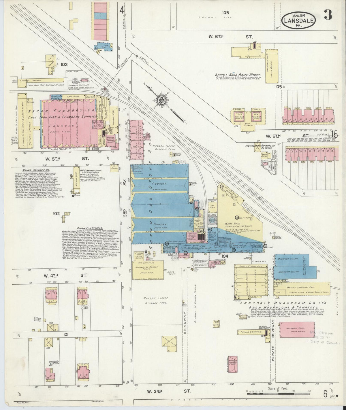 Sanborn Fire Insurance Map from Lansdale, Montgomery County, Pennsylvania (1914), Sheet #0003 - Historic Sanborn Fire Insurance Map Print, vintage old map wall art, antique decor, genealogy gift, Pennsylvania Pennsylvania map