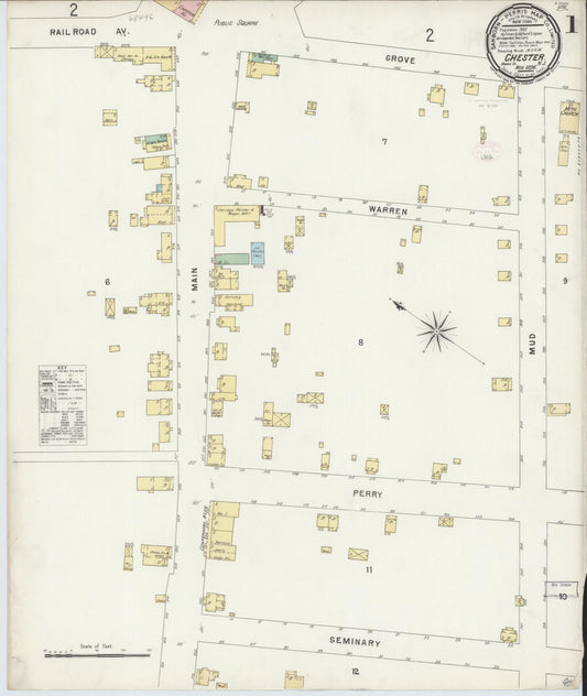 Sanborn Fire Insurance Map from Chester, Morris County, New Jersey (1896), Sheet #0001 - Complete Map Set gallery image, historic Sanborn map, vintage wall art, New Jersey New Jersey