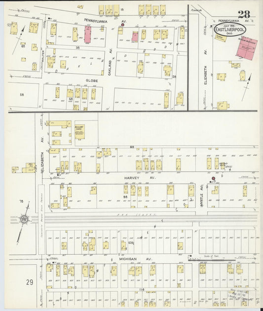 Sanborn Fire Insurance Map from East Liverpool, Columbiana County, Ohio (1913), Sheet #0028 - Historic Sanborn Fire Insurance Map Print, vintage old map wall art, antique decor, genealogy gift, Ohio Ohio map