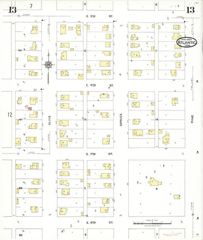 Sanborn Fire Insurance Map from Atlantic, Cass County, Iowa (1923), Sheet #0013 - Historic Sanborn Fire Insurance Map Print, vintage old map wall art