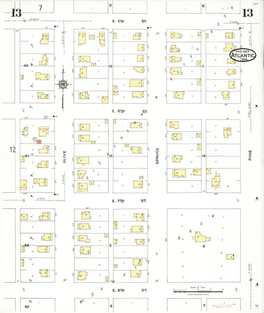 Sanborn Fire Insurance Map from Atlantic, Cass County, Iowa (1923), Sheet #0013 - Historic Sanborn Fire Insurance Map Print, vintage old map wall art