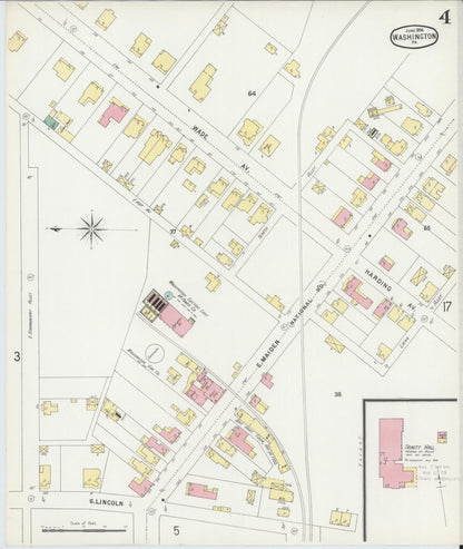 Sanborn Fire Insurance Map from Washington, Washington County, Pennsylvania (1896), Sheet #0004 - Complete Map Set gallery image, historic Sanborn map, vintage wall art, Pennsylvania Pennsylvania