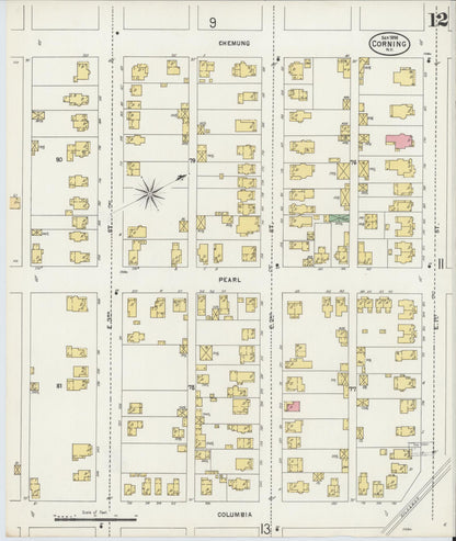 Sanborn Fire Insurance Map from Corning, Steuben County, New York (1898), Sheet #0012 - Historic Sanborn Fire Insurance Map Print, vintage old map wall art, antique decor, genealogy gift, New York New York map