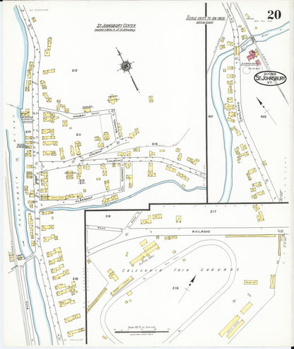 Sanborn Fire Insurance Map from Saint Johnsbury, Caledonia County, Vermont (1919), Sheet #0020 - Complete Map Set gallery image, historic Sanborn map, vintage wall art, Vermont Vermont