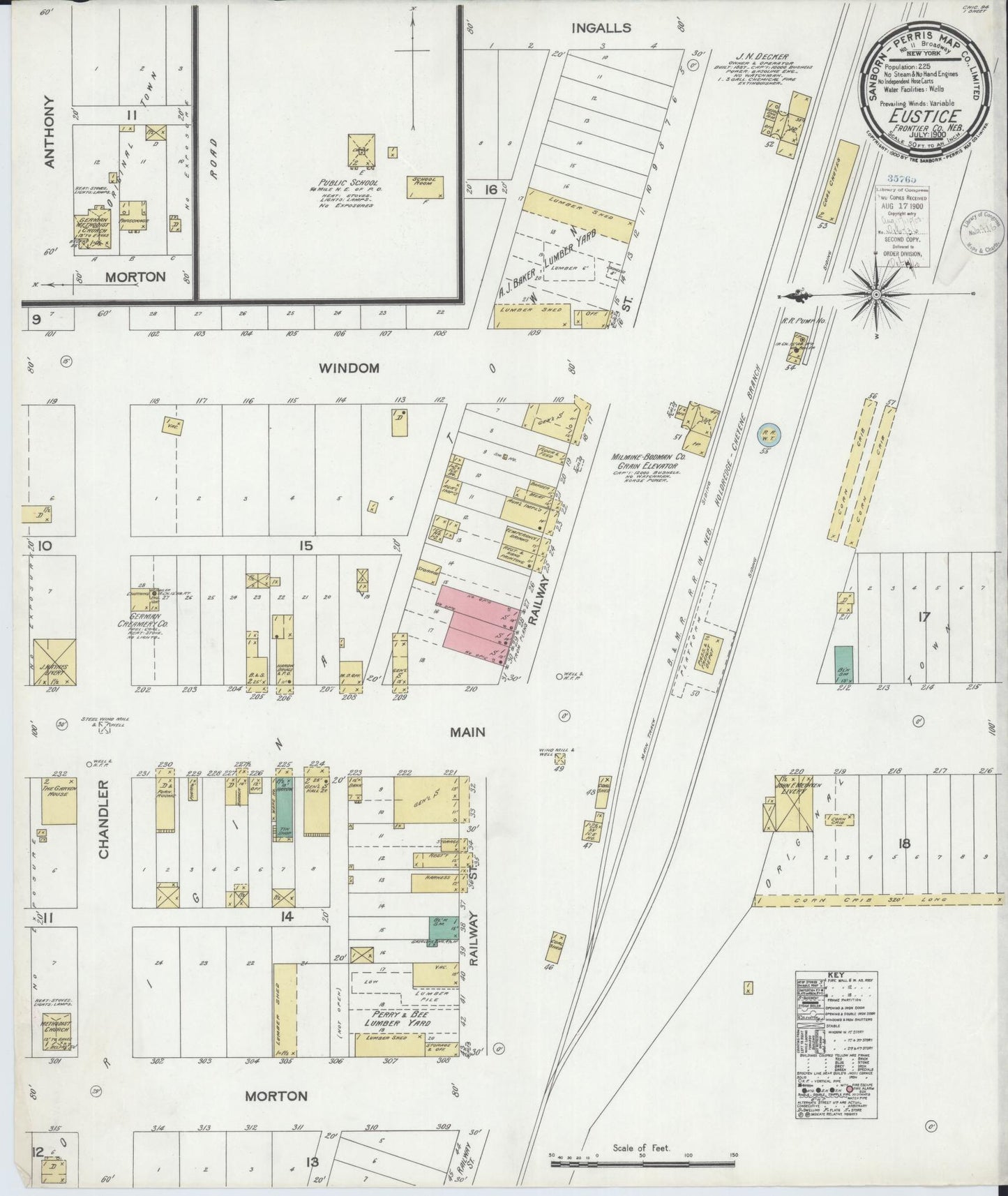 Sanborn Fire Insurance Map from Eustis, Frontier County, Nebraska (1900), Sheet #0001 - Historic Sanborn Fire Insurance Map Print, vintage old map wall art, antique decor, genealogy gift, Nebraska Nebraska map