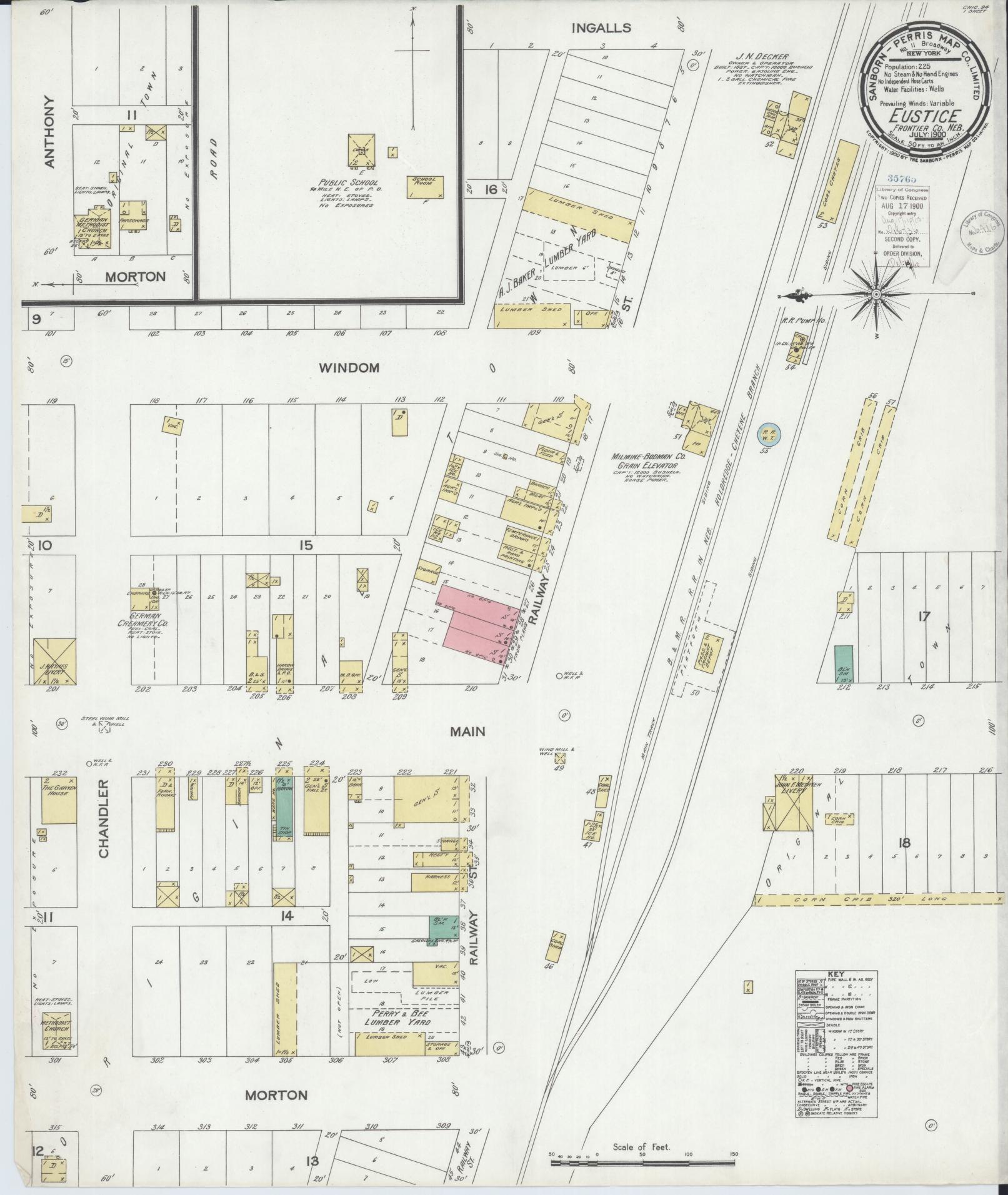 Sanborn Fire Insurance Map from Eustis, Frontier County, Nebraska (1900), Sheet #0001 - Historic Sanborn Fire Insurance Map Print, vintage old map wall art, antique decor, genealogy gift, Nebraska Nebraska map