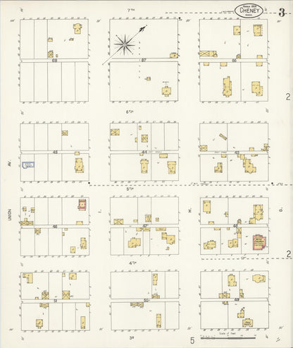 Sanborn Fire Insurance Map from Cheney, Spokane County, Washington (1908), Sheet #0003 - Complete Map Set gallery image, historic Sanborn map, vintage wall art, Washington Washington