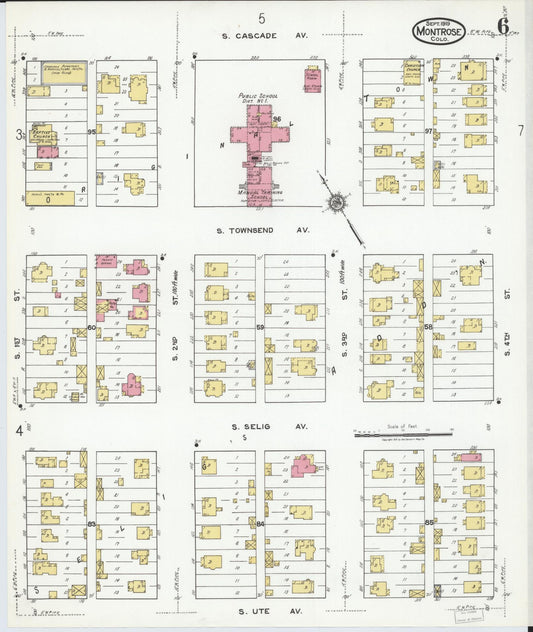 Sanborn Fire Insurance Map from Montrose, Montrose County, Colorado (1919), Sheet #0006 - Historic Sanborn Fire Insurance Map Print, vintage old map wall art, antique decor, genealogy gift, Colorado Colorado map