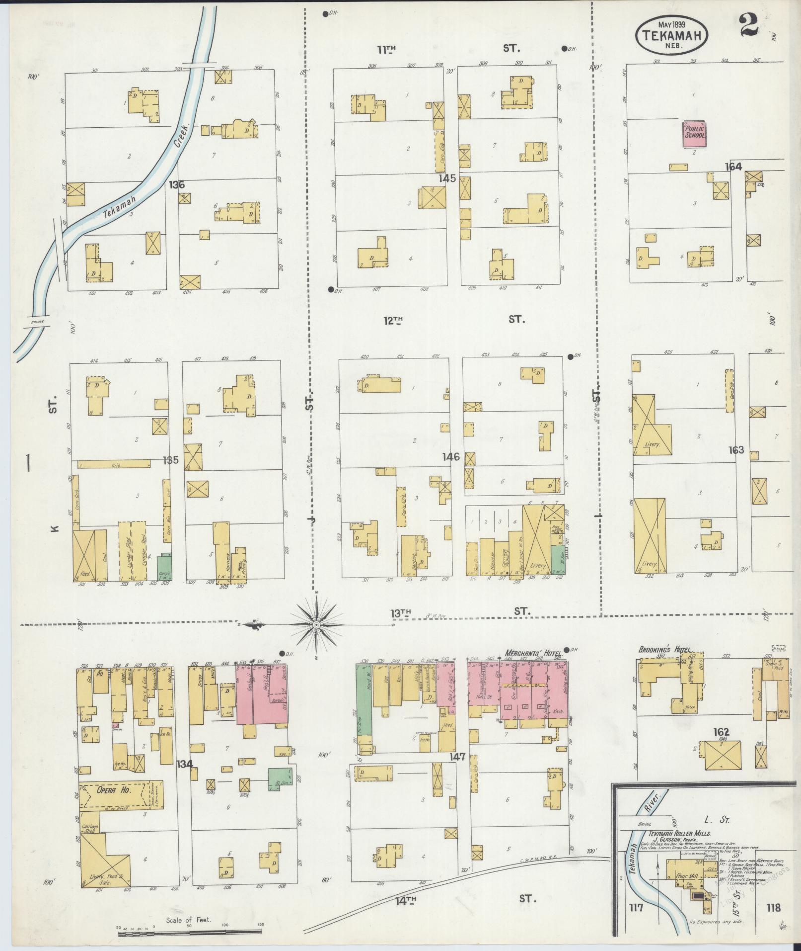 Sanborn Fire Insurance Map from Tekamah, Burt County, Nebraska (1899), Sheet #0002 - Complete Map Set gallery image, historic Sanborn map, vintage wall art, Nebraska Nebraska