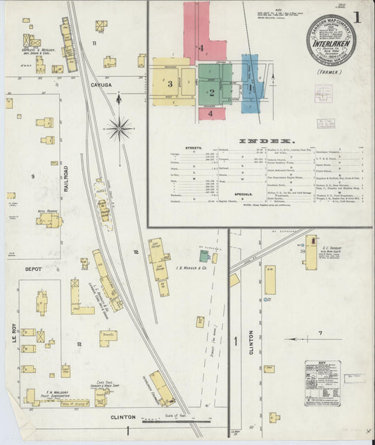 Sanborn Fire Insurance Map from Interlaken, Seneca County, New York (1904), Sheet #0001 - Historic Sanborn Fire Insurance Map Print, vintage old map wall art, antique decor, genealogy gift, New York New York map