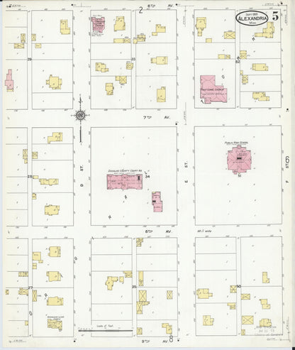 Sanborn Fire Insurance Map from Alexandria, Douglas County, Minnesota (1909), Sheet #0005 - Complete Map Set gallery image, historic Sanborn map, vintage wall art, Minnesota Minnesota