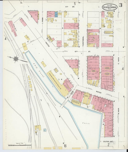 Sanborn Fire Insurance Map from Benton Harbor, Berrien County, Michigan (1911), Sheet #0003 - Complete Map Set gallery image, historic Sanborn map, vintage wall art, Michigan Michigan