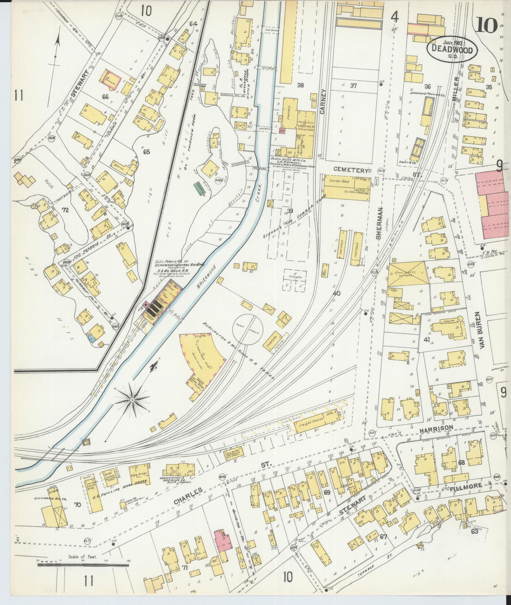 Sanborn Fire Insurance Map from Deadwood, Lawrence County, South Dakota (1903), Sheet #0010 - Complete Map Set gallery image, historic Sanborn map, vintage wall art, South Dakota South Dakota