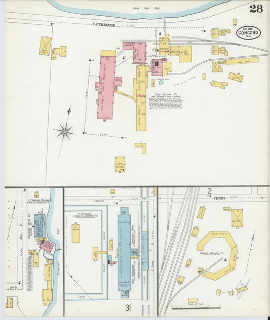Sanborn Fire Insurance Map from Concord, Merrimack County, New Hampshire (1899), Sheet #0028 - Historic Sanborn Fire Insurance Map Print, vintage old map wall art, antique decor, genealogy gift, New Hampshire New Hampshire map