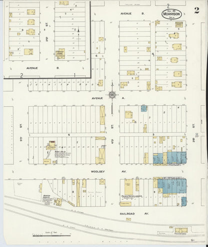 Sanborn Fire Insurance Map from Morrison, Noble County, Oklahoma (1912), Sheet #0002 - Complete Map Set gallery image, historic Sanborn map, vintage wall art, Oklahoma Oklahoma