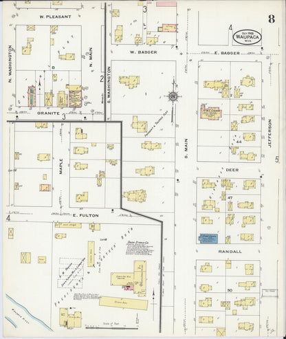 Sanborn Fire Insurance Map from Waupaca, Waupaca County, Wisconsin (1909), Sheet #0008 - Complete Map Set gallery image, historic Sanborn map, vintage wall art, Wisconsin Wisconsin