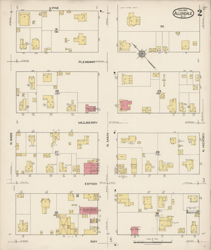 Sanborn Fire Insurance Map from Allendale, Allendale County, South Carolina (1922), Sheet #0002 - Complete Map Set gallery image, historic Sanborn map, vintage wall art, South Carolina South Carolina