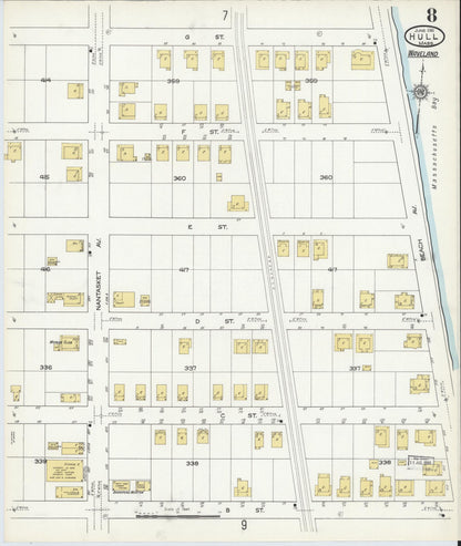 Sanborn Fire Insurance Map from Hull, Plymouth County, Massachusetts (1916), Sheet #0008 - Complete Map Set gallery image, historic Sanborn map, vintage wall art, Massachusetts Massachusetts