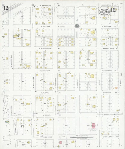 Sanborn Fire Insurance Map from Midland, Midland County, Texas (1929), Sheet #0012 - Complete Map Set gallery image, historic Sanborn map, vintage wall art, Texas Texas