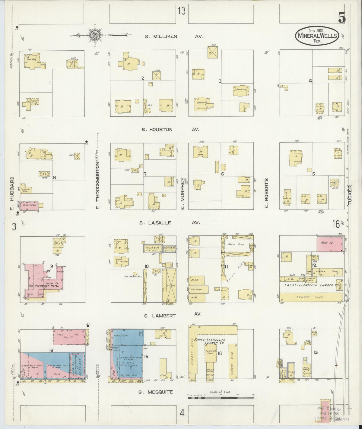 Sanborn Fire Insurance Map from Mineral Wells, Palo Pinto County, Texas (1912), Sheet #0005 - Complete Map Set gallery image, historic Sanborn map, vintage wall art, Texas Texas