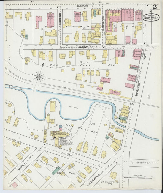 Sanborn Fire Insurance Map from Norwalk, Huron County, Ohio (1893), Sheet #0002 - Historic Sanborn Fire Insurance Map Print, vintage old map wall art, antique decor, genealogy gift, Ohio Ohio map