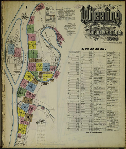 Sanborn Fire Insurance Map from Wheeling, Ohio County, West Virginia. (1890) – Historic Sanborn Fire Insurance Map Print