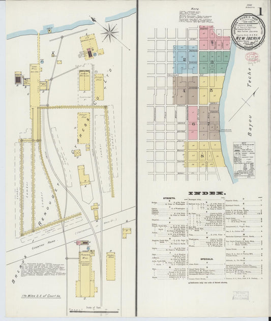 Sanborn Fire Insurance Map from New Iberia, Iberia Parish, Louisiana. (1895) – Historic Sanborn Fire Insurance Map Print