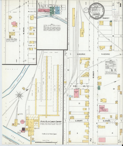 Sanborn Fire Insurance Map from Ligonier, Westmoreland County, Pennsylvania (1900), Sheet #0001 - Historic Sanborn Fire Insurance Map Print, vintage old map wall art, antique decor, genealogy gift, Pennsylvania Pennsylvania map