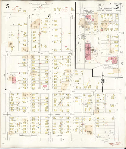 Sanborn Fire Insurance Map from Perry, Dallas County, Iowa (1947), Sheet #0005 - Historic Sanborn Fire Insurance Map Print, vintage old map wall art