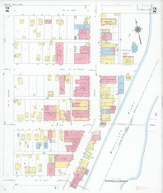 Sanborn Fire Insurance Map from Granite Falls, Yellow Medicine And Chippewa Counties, Minnesota (1949), Sheet #0002 - Historic Sanborn Fire Insurance Map Print, vintage old map wall art, antique decor, genealogy gift, Minnesota Minnesota map