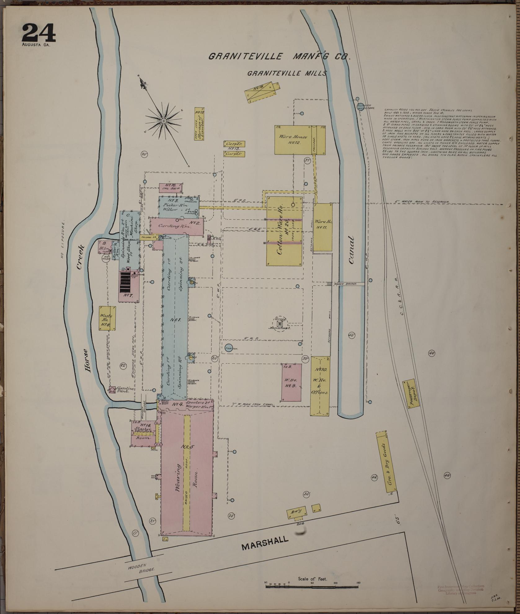 Sanborn Fire Insurance Map from Augusta, Richmond County, Georgia (1890), Sheet #0024 - Complete Map Set gallery image, historic Sanborn map, vintage wall art, Georgia Georgia