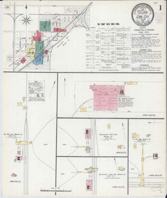 Sanborn Fire Insurance Map from Coal City, Grundy County, Illinois (1907), Sheet #0001 - Complete Map Set gallery image, historic Sanborn map, vintage wall art, Illinois Illinois