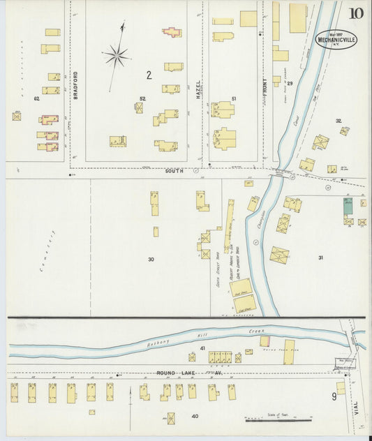 Sanborn Fire Insurance Map from Mechanicville, Saratoga County, New York (1897), Sheet #0010 - Historic Sanborn Fire Insurance Map Print, vintage old map wall art, antique decor, genealogy gift, New York New York map