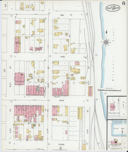 Sanborn Fire Insurance Map from Plattsmouth, Cass County, Nebraska (1899), Sheet #0006 - Complete Map Set gallery image, historic Sanborn map, vintage wall art, Nebraska Nebraska
