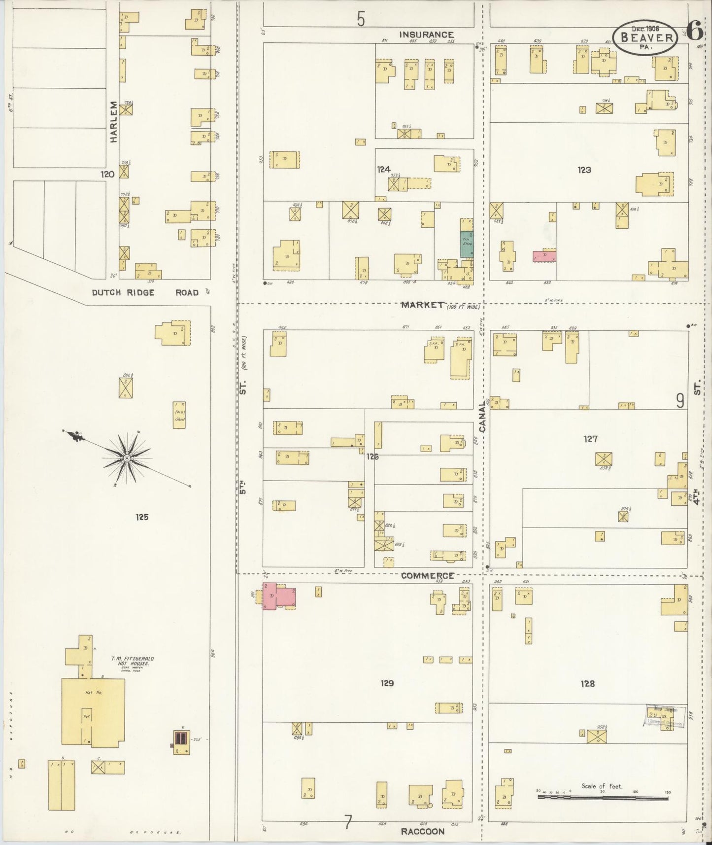 Sanborn Fire Insurance Map from Beaver, Beaver County, Pennsylvania (1906), Sheet #0006 - Historic Sanborn Fire Insurance Map Print, vintage old map wall art, antique decor, genealogy gift, Pennsylvania Pennsylvania map