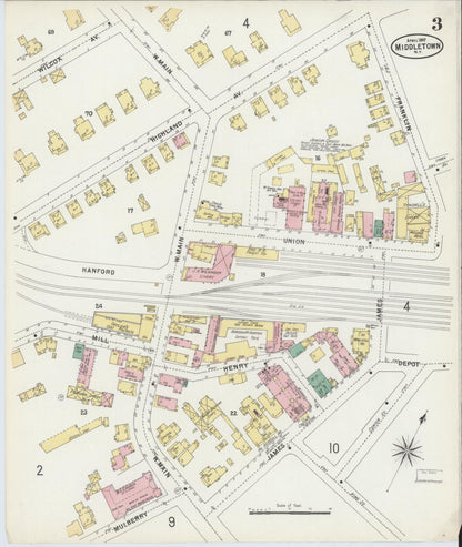 Sanborn Fire Insurance Map from Middletown, Orange County, New York (1897), Sheet #0003 - Complete Map Set gallery image, historic Sanborn map, vintage wall art, New York New York