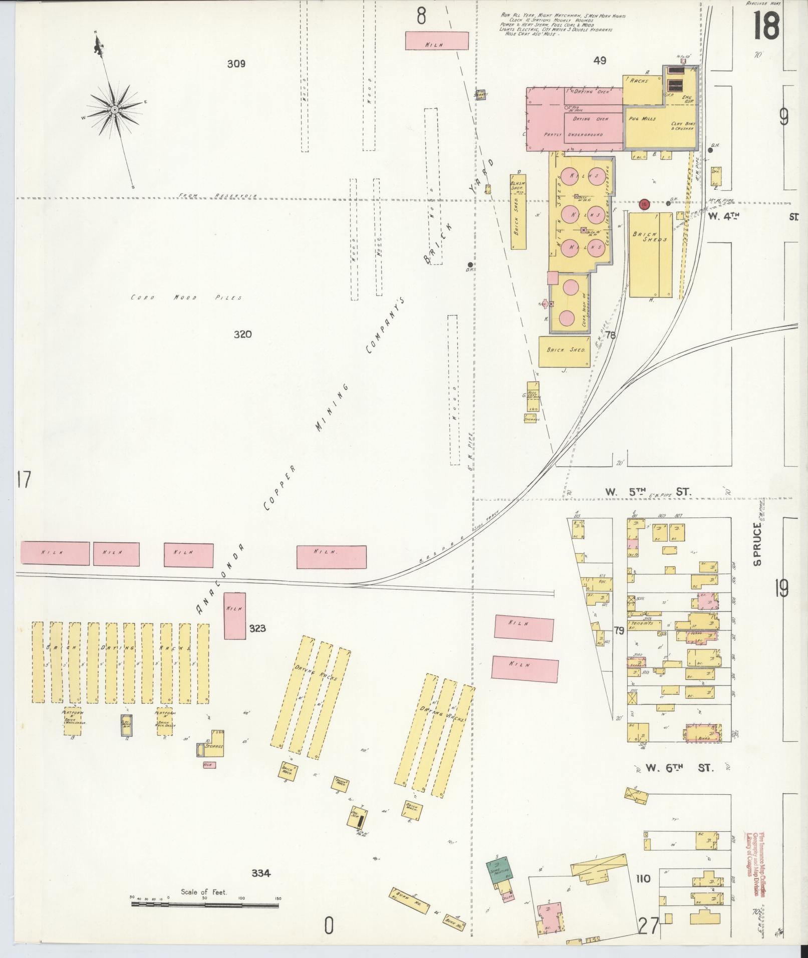 Sanborn Fire Insurance Map from Anaconda, Deer Lodge County, Montana (1903), Sheet #0018 - Historic Sanborn Fire Insurance Map Print, vintage old map wall art, antique decor, genealogy gift, Montana Montana map