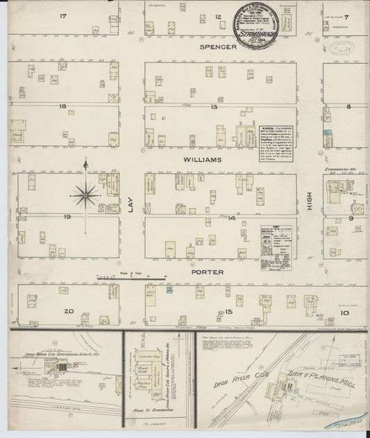 Sanborn Fire Insurance Map from Stambaugh, Iron County, Michigan (1884), Sheet #0001 - Historic Sanborn Fire Insurance Map Print, vintage old map wall art, antique decor, genealogy gift, Michigan Michigan map