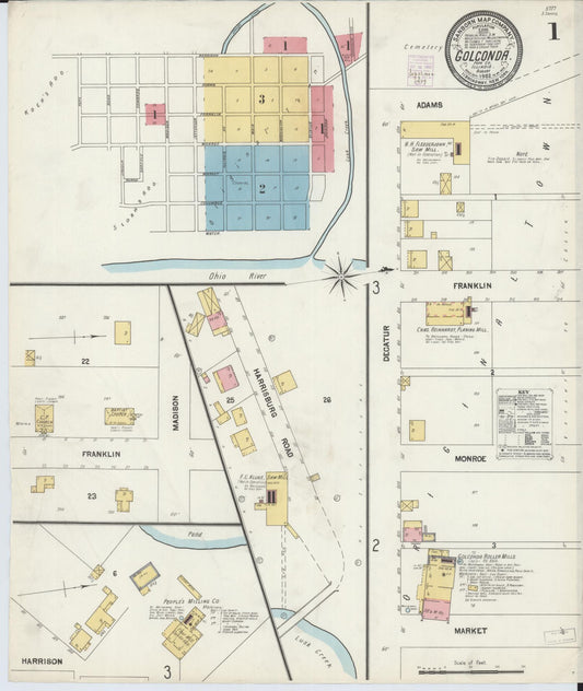 Sanborn Fire Insurance Map from Golconda, Pope County, Illinois (1902), Sheet #0001 - Historic Sanborn Fire Insurance Map Print, vintage old map wall art, antique decor, genealogy gift, Illinois Illinois map