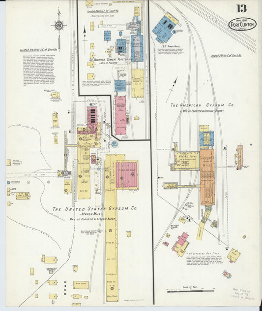 Sanborn Fire Insurance Map from Port Clinton, Ottawa County, Ohio (1916), Sheet #0013 - Historic Sanborn Fire Insurance Map Print, vintage old map wall art, antique decor, genealogy gift, Ohio Ohio map